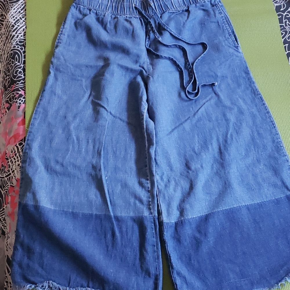 Comfy cropped wide leg capri #color block